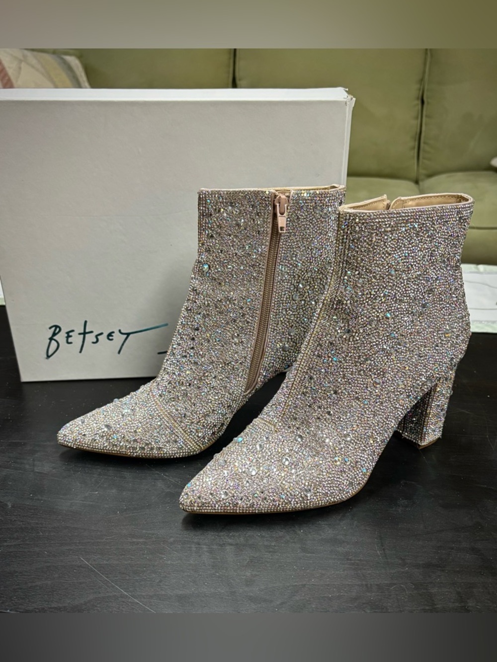Betsey Johnson SB-Cady Rhinestone Embellished Ankle Boots